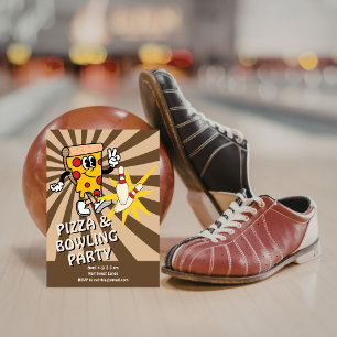 Invitation d'anniversaire Retro Pizza et Bowling