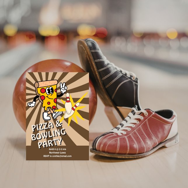 Invitation d'anniversaire Retro Pizza et Bowling (Créateur téléchargé)