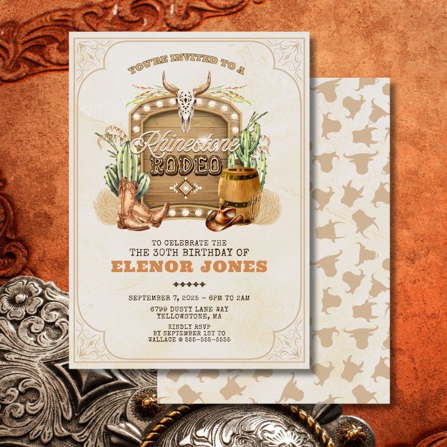 Invitation d'anniversaire Rhinestone Rodeo (Western Theme Birthday Invitation)