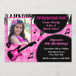 Invitation d'anniversaire Rock Star 5x7 Carte phot