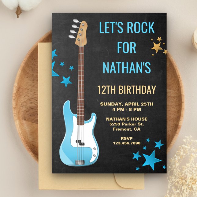 Invitation d'anniversaire Rockstar à la guitare bl (Créateur téléchargé)