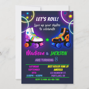 Invitation d'anniversaire roller pour garçon et fi
