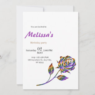 Invitation d'anniversaire Rose
