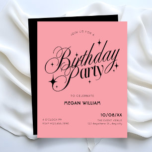 Invitation d'anniversaire rose