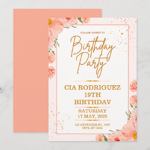 Invitation d'anniversaire rose
