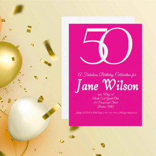 Invitation d'anniversaire rose 50 ans et fabuleuse
