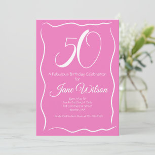 Invitation d'anniversaire rose 50 ans et fabuleux