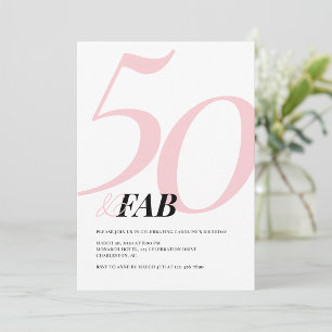 Invitation d'anniversaire rose audacieuse cinquant