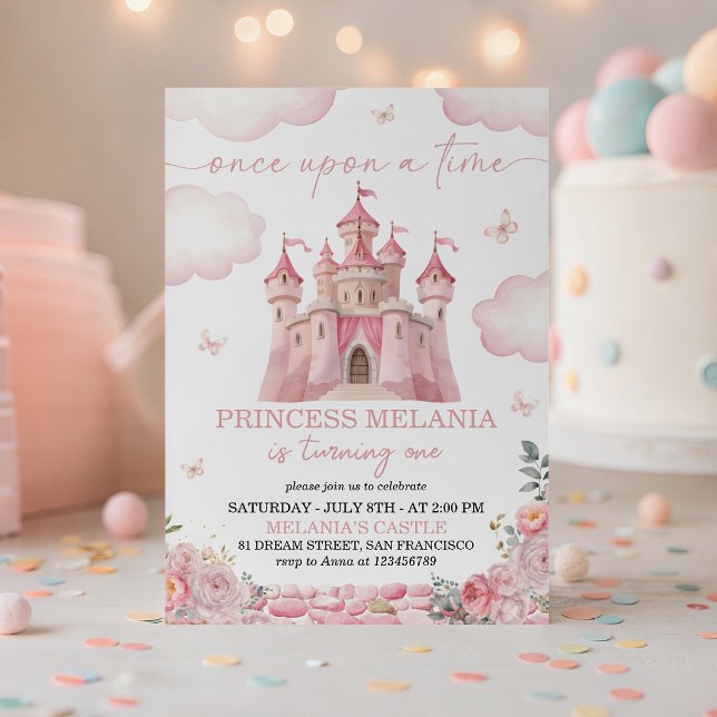 Invitation d'anniversaire rose Château Princesse (Créateur téléchargé)