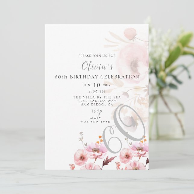 Invitation d'anniversaire rose clair (Debout devant)