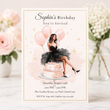 Invitation d'anniversaire rose élégante