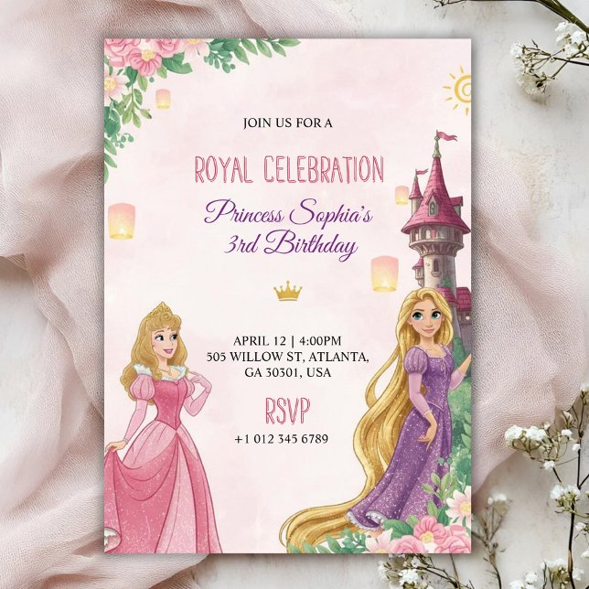 Invitation d'anniversaire rose élégante (Créateur téléchargé)