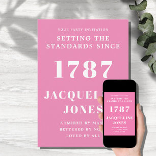 Invitation d'anniversaire rose et blanc 