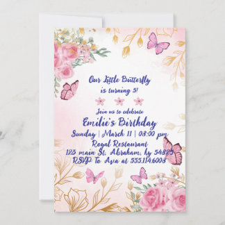 Invitation d'anniversaire rose floral : Parfait po