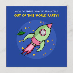 Invitation d'anniversaire rose fusée