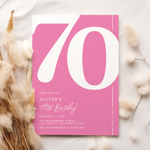 Invitation d'anniversaire rose mignonne pour 70 an