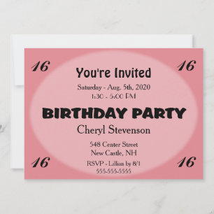 Invitation d'anniversaire rose moderne