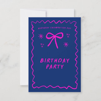 Invitation d'anniversaire Rose Néon Personnalisabl