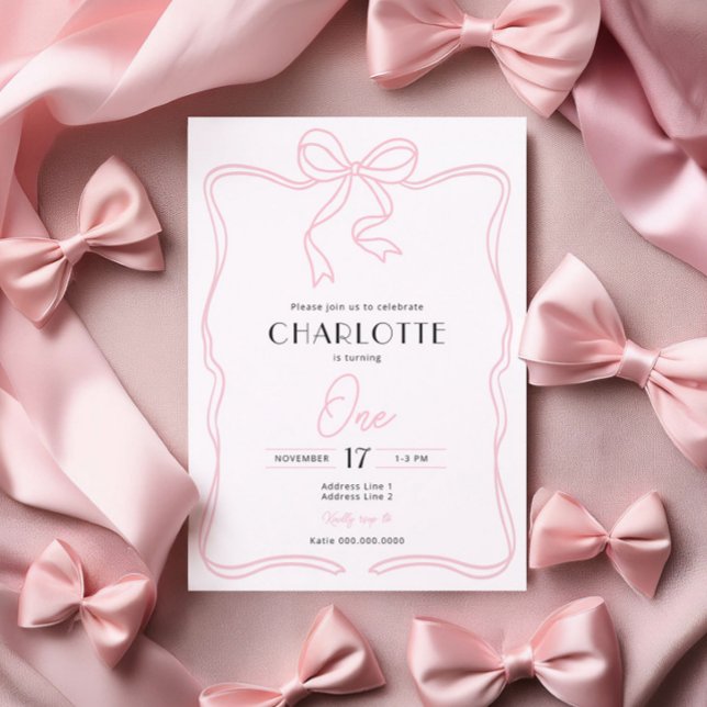 Invitation d'anniversaire Rose Parisienne à Ruban  (Créateur téléchargé)