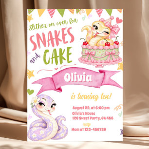 Invitation d'anniversaire Rose Pastel Gâteau et Se