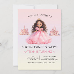Invitation d'anniversaire rose pour fête de prince