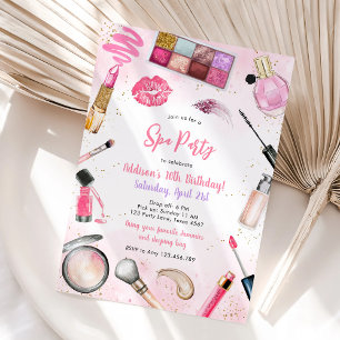 Invitation d'anniversaire rose pour fille de soiré