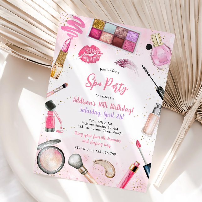 Invitation d'anniversaire rose pour fille de soiré (Créateur téléchargé)
