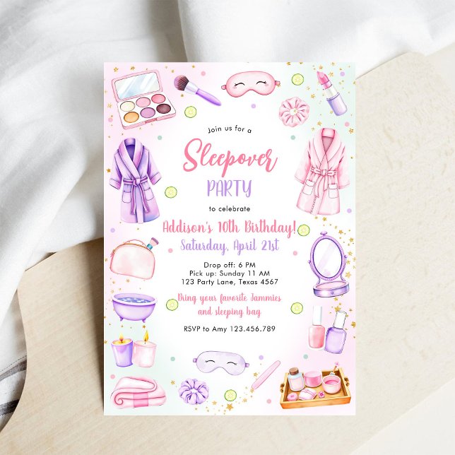 Invitation d'anniversaire rose pour fille de soiré (Créateur téléchargé)
