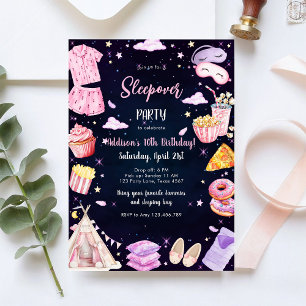 Invitation d'anniversaire rose pour fille de soiré