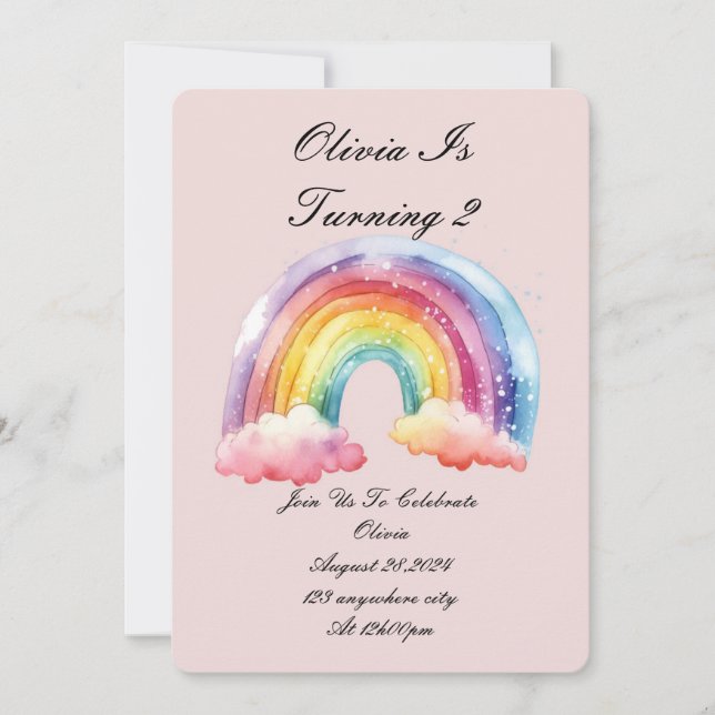 invitation d'anniversaire rose pour les filles (Devant)