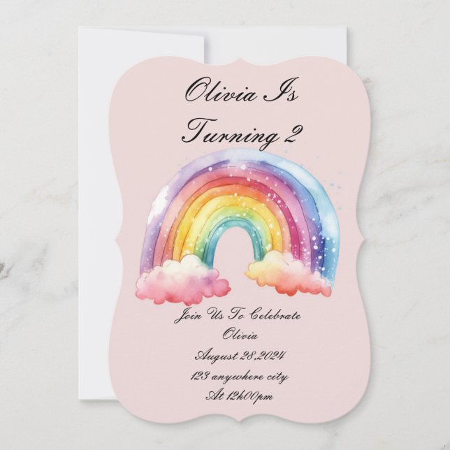 invitation d'anniversaire rose pour les filles (Devant)