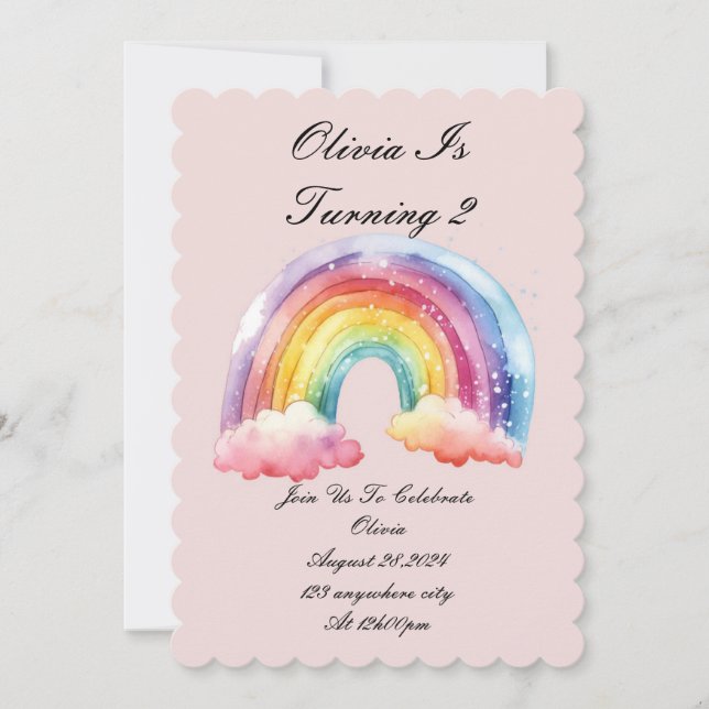 invitation d'anniversaire rose pour les filles (Devant)