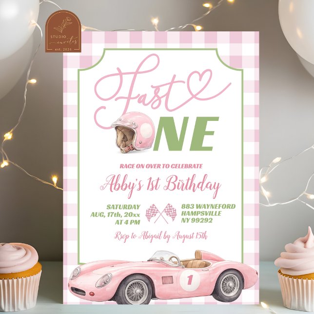 Invitation d'anniversaire Rose Prépa Rétro Rapide  (Créateur téléchargé)