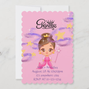 Invitation d'anniversaire rose princesse