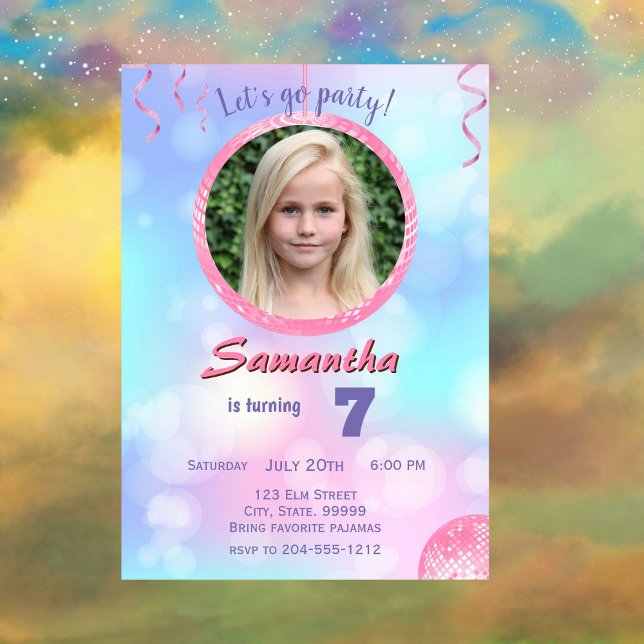 Invitation d'anniversaire rose Retro (Créateur téléchargé)