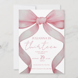 Invitation d'anniversaire Rose Ruban, invitation a