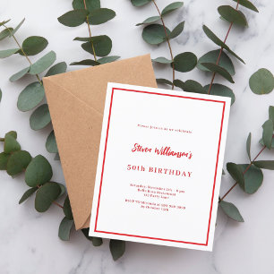 Invitation d'anniversaire rouge blanc