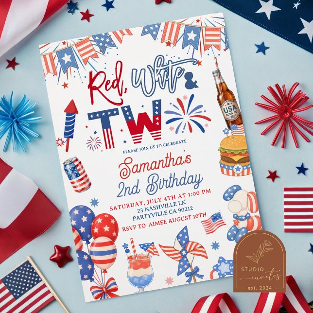 Invitation d'anniversaire rouge blanc et 2 pour le (Créateur téléchargé)