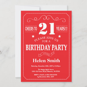 Invitation d'anniversaire Rouge et Blanc