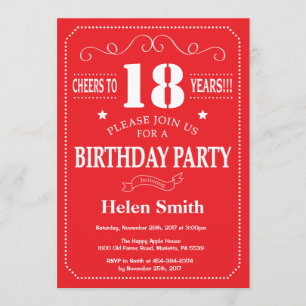 Invitation d'anniversaire Rouge et Blanc