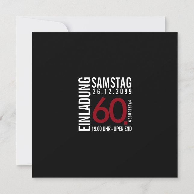Invitation d'anniversaire (rouge foncé ou couleur  (Devant)