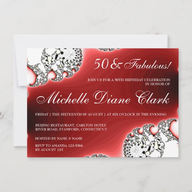 Invitation d'anniversaire rouge pour femme Sparkle (Devant)