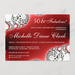 Invitation d'anniversaire rouge pour femme Sparkle