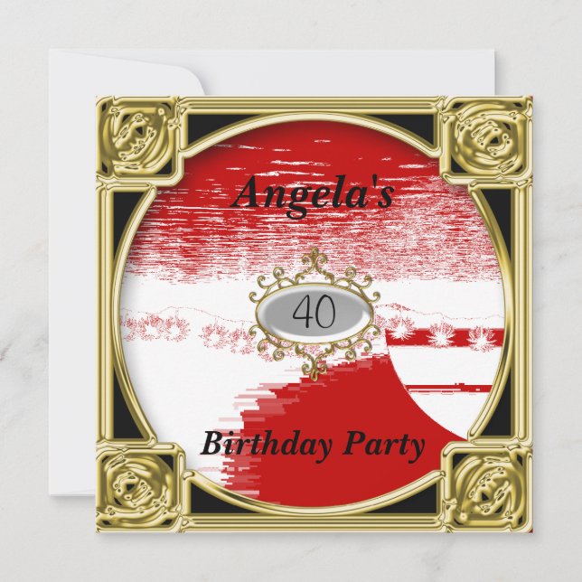 Invitation d'anniversaire rouge Rouge (Devant)