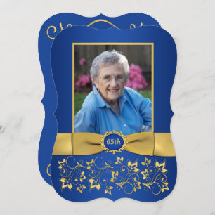 Invitation d'anniversaire Royal Blue and Gold 65th