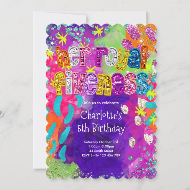 Invitation d'anniversaire Royal Fiveness 5 ans (Devant)