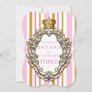Invitation d'anniversaire Royal Gold & Pink Crown