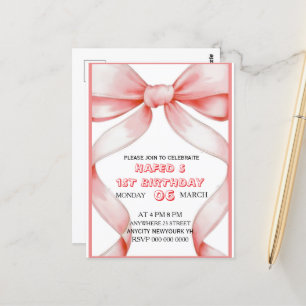 Invitation d'anniversaire Ruban Rose Coquette, 13e