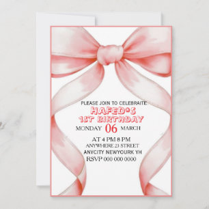 Invitation d'anniversaire Ruban Rose Coquette, 13e