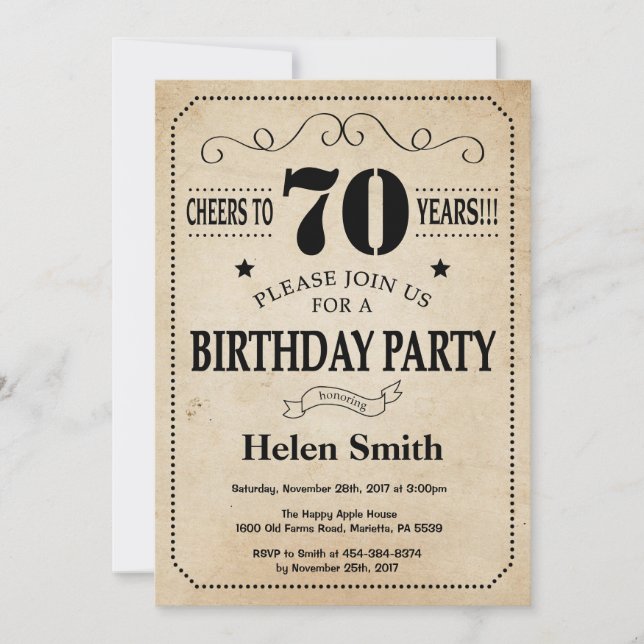 Invitation d'anniversaire Rustic Vintage Retro (Devant)